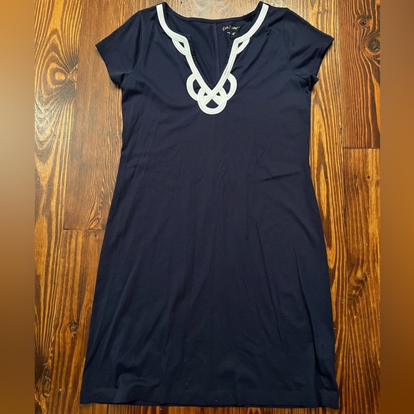 LILY PULITIZER Brewster T-Shirt Navy Dress Summer Beach - Picture 2 of 7